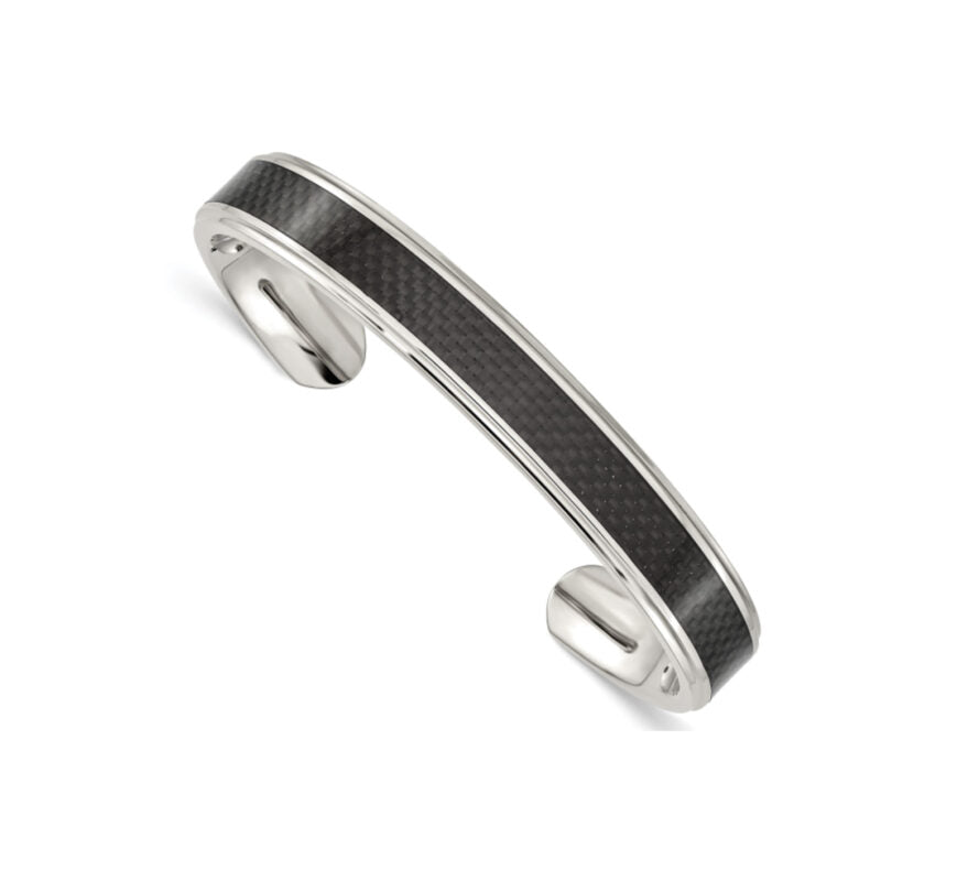 Carbon Fiber Inlay & Stainless Steel Cuff Bracelet