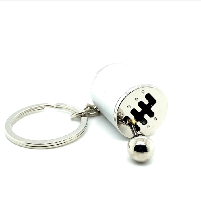 Gear Shift Silver Keychain