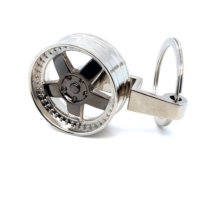 Spinner Wheel Keychain - Chrome & Black