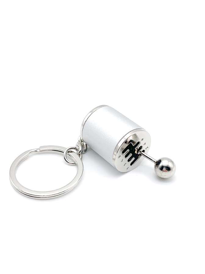 Gear Shift Silver Keychain