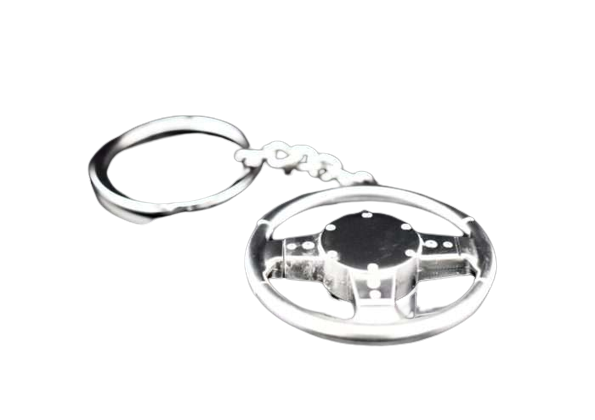 Steering Wheel Silver Keychain