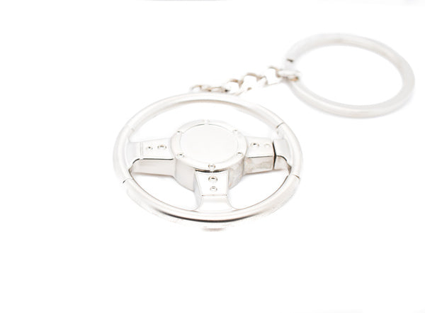 Steering Wheel Silver Keychain