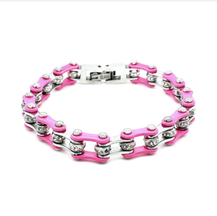 Bracelet.SmlCycle.w Crystals Chrome Pink 2